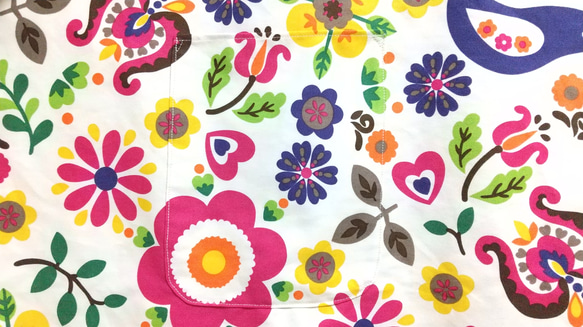 東欧風（生成り地・マゼンタ）サイズ・タイプが選べる　大人用エプロン　 3枚目の画像