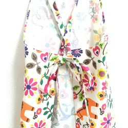 東欧風（生成り地・マゼンタ）サイズ・タイプが選べる　大人用エプロン　 6枚目の画像