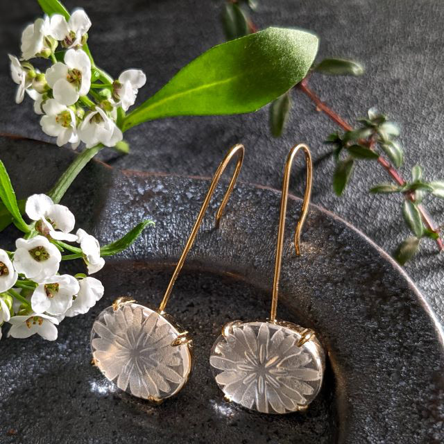 インタリオクォーツピアス/K18・SV 43,800円