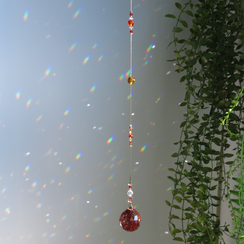 レアカラー☆情熱のレッドマグマ スワロフスキーサンキャッチャー