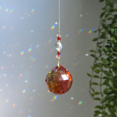 レアカラー☆情熱のレッドマグマ スワロフスキーサンキャッチャー