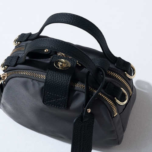 2way軽いミニショルダー/ナイロン ゴールド金具 グレージュ[loche