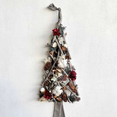コットンフラワーのクリスマスツリー 壁掛け Christmas tree コットンフラワーのクリスマスツリー 壁掛け Christmas tree 楽天市場