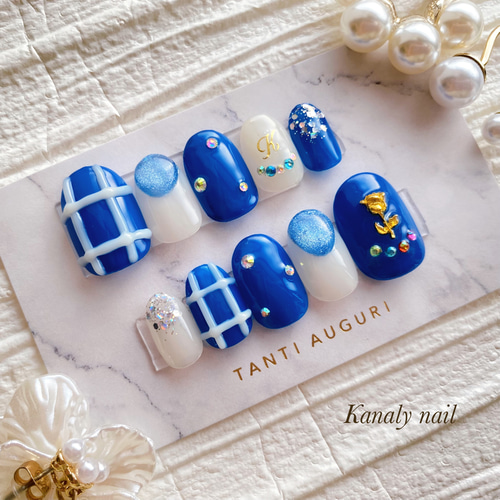 オーダー制】 メンバーカラー 青 ブルー イニシャル入(変更可