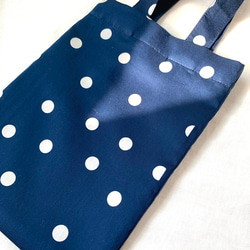 お洒落でシックなドット柄 MINI TOTE BAG (NAVY) 3枚目の画像