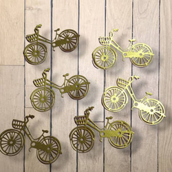 ダイカット 金色 自転車 6枚セット コラージュ おすそ分け 素材 アルバム 5枚目の画像