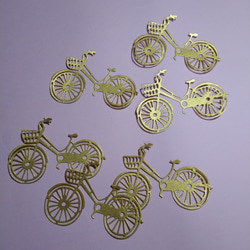 ダイカット 金色 自転車 6枚セット コラージュ おすそ分け 素材 アルバム 4枚目の画像