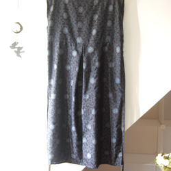 藍大島　花唐草のロングチュニック　着物リメイク 4枚目の画像