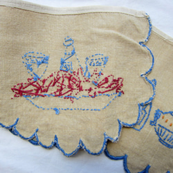 フランスヴィンテージ 手刺繍 棚飾り シェルフランナー 216cm アンティーク 12枚目の画像