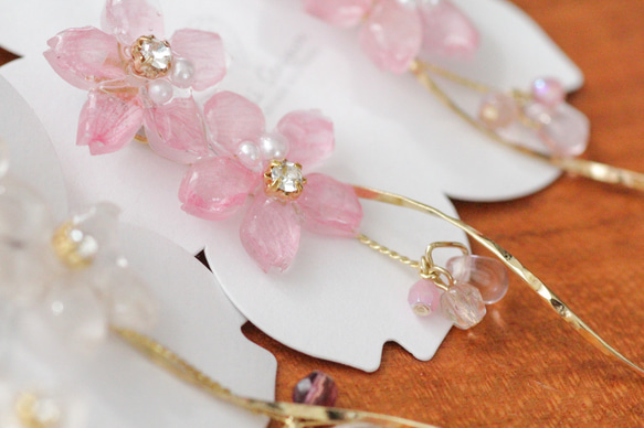 真正的櫻花和珠子，盛開的櫻花耳環，染井吉野 第4張的照片