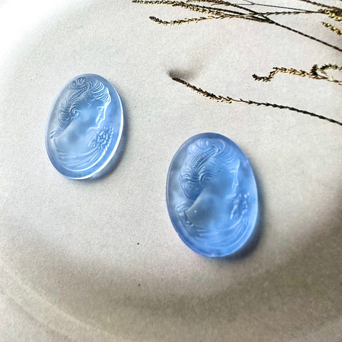 柔らかい 25×18mm ドイツ 1個 ヴィンテージガラス フロスト カメオ アクセサリー