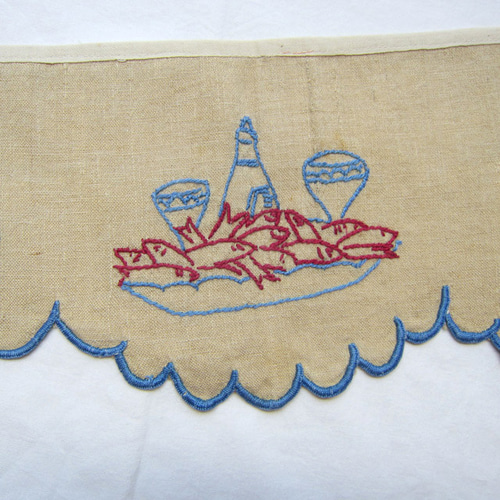 フランスヴィンテージ 手刺繍 棚飾り シェルフランナー98cm