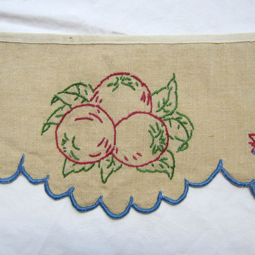 フランス　アンティーク　棚飾り布　レース生地　リネン　手刺繍 フランス アンティーク 棚飾り布 レース生地 リネン 手刺繍 刺繍