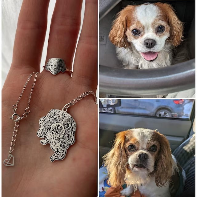 オーダーメイド うちの子ネックレス ペットネックレス肖像画 ネームネックレス犬猫似顔絵  誕生日/ペットロス/メモリアル