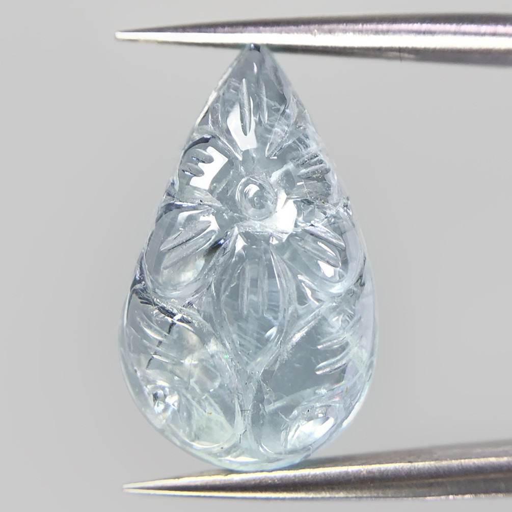 ◆ アクアマリン 6.7ct カービング ルース ペアシェイプ 9,088円