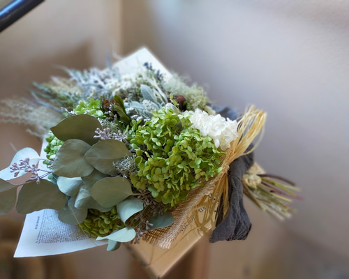 紫陽花 リース アナベル紫陽花 スワッグ ブーケ この季節ならではの