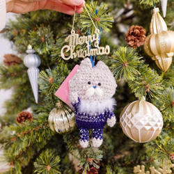 聖誕裝飾品貓amigurumi蓬鬆的藍色毛衣 第12張的照片