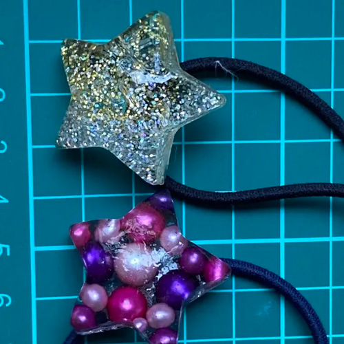 ハンドメイド レジン キラキラまん丸 星型 髪ゴム ヘアゴム チャーム2