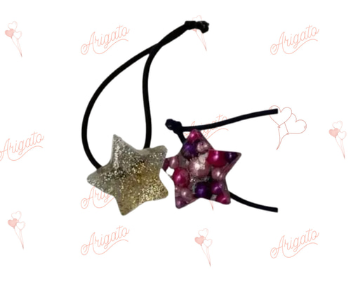 ハンドメイド レジン キラキラまん丸 星型 髪ゴム ヘアゴム チャーム2