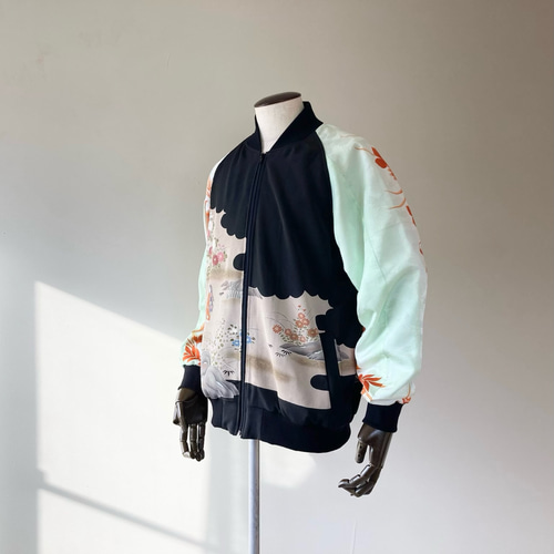 黒留袖 付下げ 着物リメイク ハンドメイド XL ジャンパー 着物