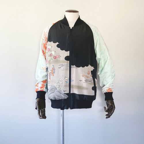 黒留袖 付下げ 着物リメイク ハンドメイド XL ジャンパー 着物