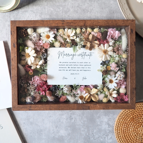 り様　【お花もりもり結婚証明書】結婚証明書　ドライフラワー　大人気　参加型 結婚証明書❘ゲスト参加型|ドライ アーティフィシャルフラワー