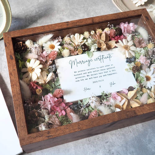 り様　【お花もりもり結婚証明書】結婚証明書　ドライフラワー　大人気　参加型 結婚証明書❘ゲスト参加型|ドライ アーティフィシャルフラワー】A4/45