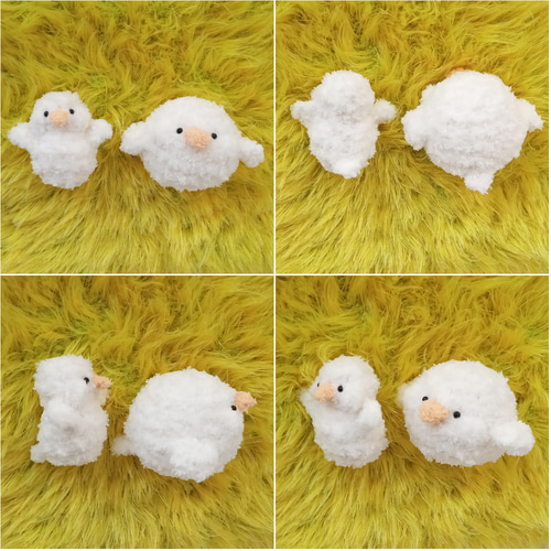 コールダックのミニチュア人形と丸いボディ。キーホルダー、チャーム