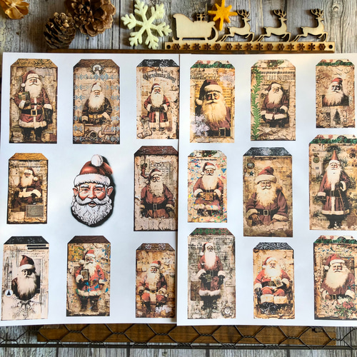 送料無料【A82コラージュ素材】シール クリスマス サンタ ジャンク