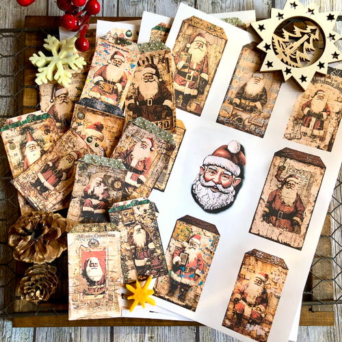 送料無料【A82コラージュ素材】シール クリスマス サンタ ジャンク