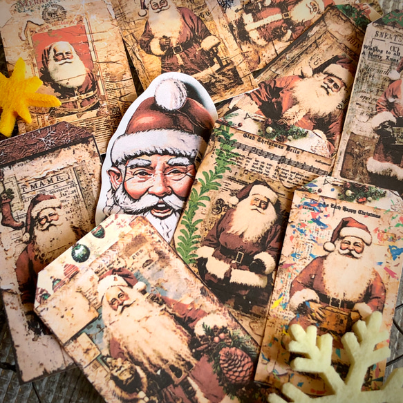 送料無料【A82コラージュ素材】シール クリスマス サンタ ジャンク