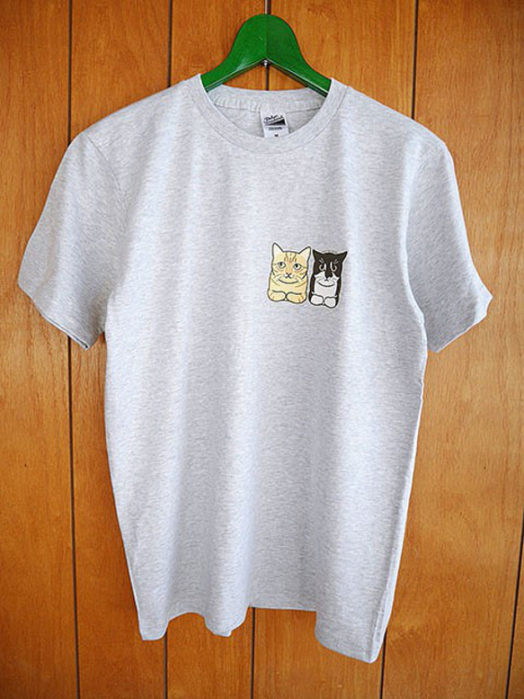 sale★猫Tシャツ/グレー/フリーM 4枚目の画像