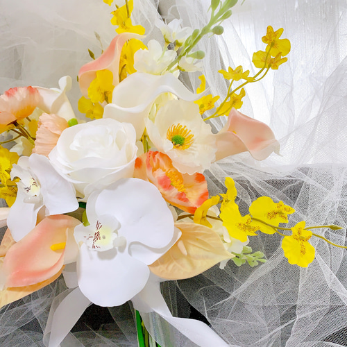 アーティフィシャルフラワーブーケ クラッチブーケ 結婚式 前