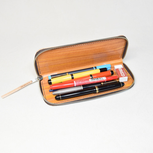 H&Craftmanship 柿渋染め レザーペンケース レザーペンケース｜柿渋