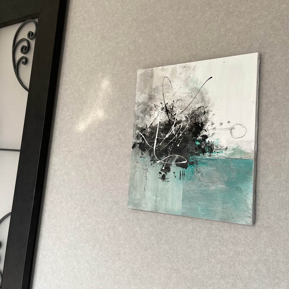 現代アート　45.5×38㎝　大きめ　モダン　アートパネル　インテリア　抽象画 5枚目の画像