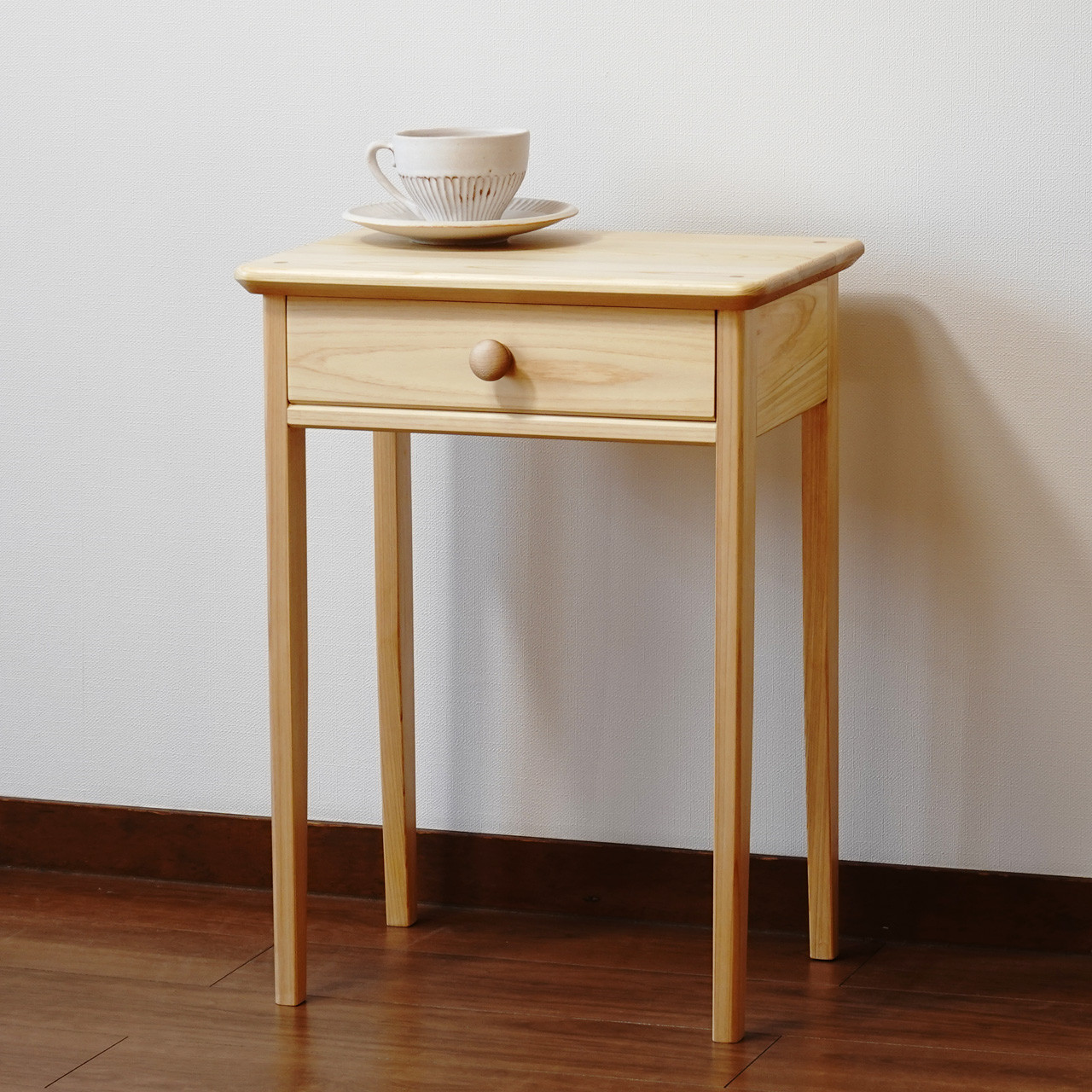 引出付サイドテーブル ひのき無垢材 30,000円