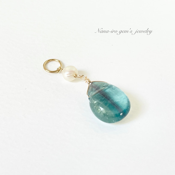 ＊1点もの＊green fluorite × pearl top 1枚目の画像