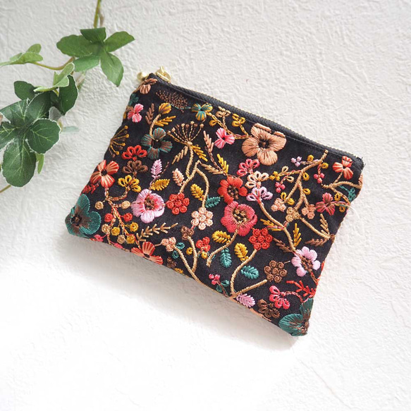 受注制作】【再販】［salmon pink &blue］インド刺繍リボン