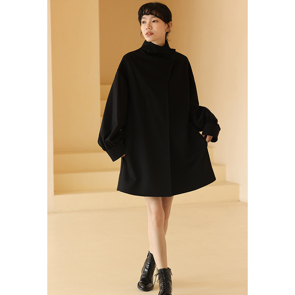 少数派コート　個性袖口デザイン　ロングコート　ゆとりコート　ブラック S-XL #355 10枚目の画像