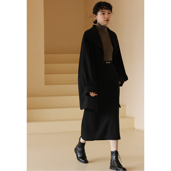 少数派コート　個性袖口デザイン　ロングコート　ゆとりコート　ブラック S-XL #355 12枚目の画像