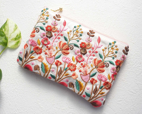 インド刺繍リボンとカンタキルトのポーチ ポーチ Floopa 通販 16755030