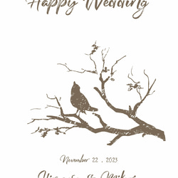 A4「小鳥のさえずり」ウェディングツリー  結婚証明書　ウェルカムスタンプボード　説明書付き 5枚目の画像