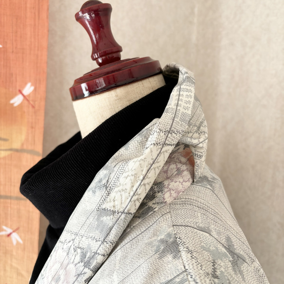 白大島紬で作ったコート　麗らか 5枚目の画像