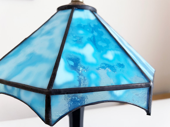 【送料無料】ステンドグラス ナイトランプ（ocean） オールハンドメイド 8枚目の画像