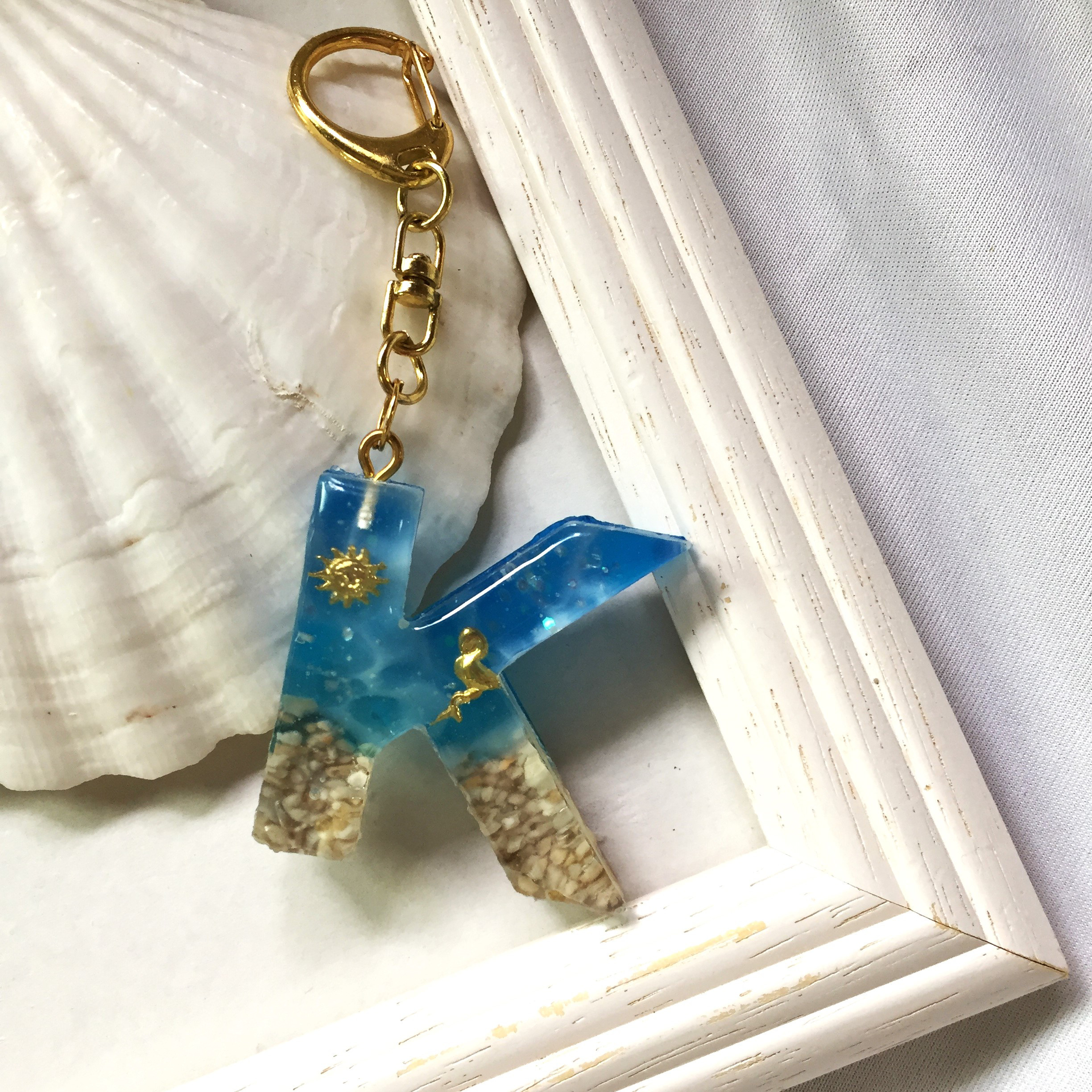 【税込?送料無料】 アルファベット キーホルダー レジン 海 K チャーム season 通販 チャーム