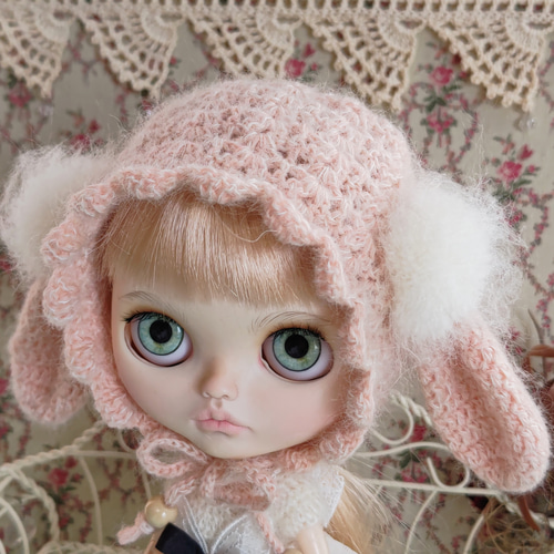ネオブライス♡たれ耳ボンネット〜シェルピンク その他人形 amuemu  