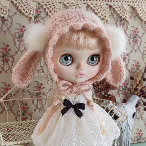 ネオブライス♡たれ耳ボンネット〜シェルピンク その他人形 amuemu