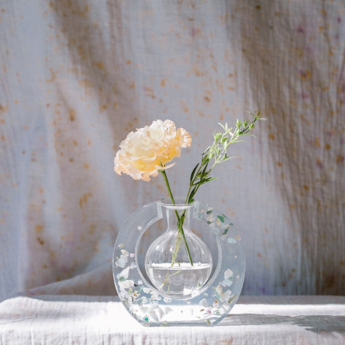 天然石の一輪挿し フラスコ付き インテリア雑貨 レジン 癒し 一輪挿し