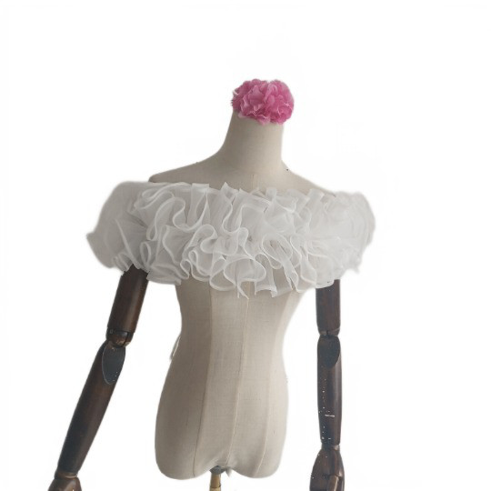 上質オーガンジー   オフショルダー  披露宴/結婚式  ブライダル  取り外し  オフホワイト
