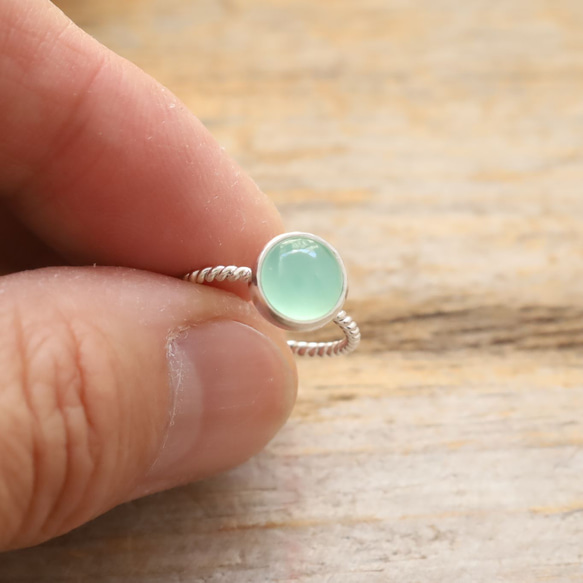 Sea Blue Chalcedony Ring　シーブルーカルセドニーの縄目リング　silver925 7枚目の画像